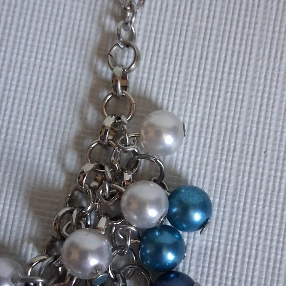 Paparazzi Run For The Heels Blue and Silver Toned Beaded Statement Necklace